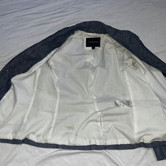 Banana Republic Sz 2 Linen Blend Blue 2 Button Blazer - Picture 8 of 9